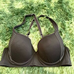 Black sports Bra with Mesh Detailing and Adjustable Straps